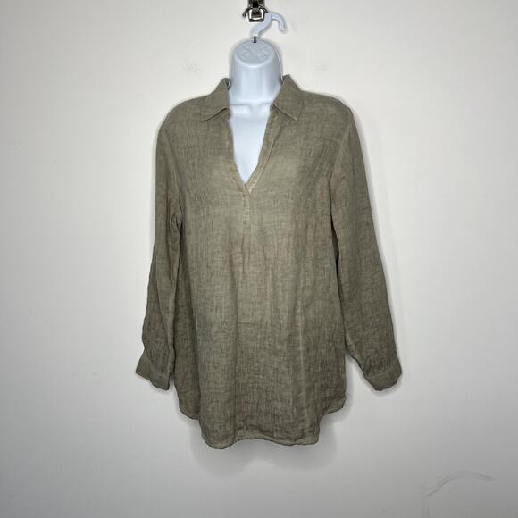 J Jill Linen Shirt Womens Medium Tunic Long Sleeve Relaxed Fit Pullover Top - Picture 12 of 13